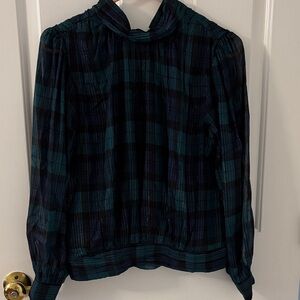Ann Taylor Plaid Long Sleeve Blouse. MP